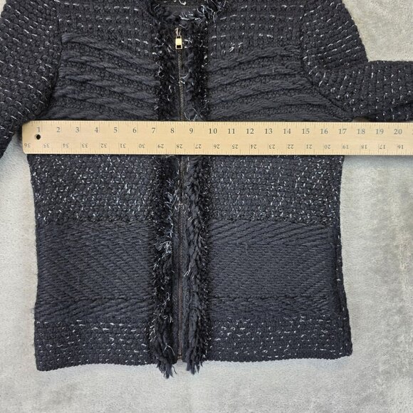 Ann Taylor Sweater Womens Small Black Cardigan Wool Acrylic Textured Collar - Picture 5 of 12